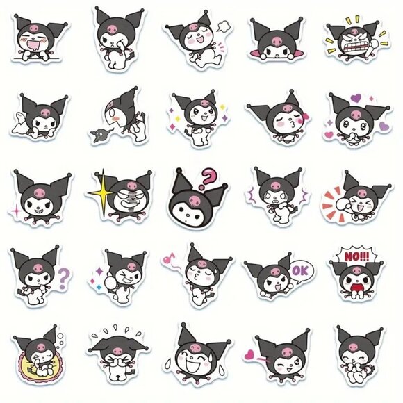 Kuromi Stickers 50pc Hello Kitty Love Sanrio Faces Emoji School Kids Emo Scene - Picture 4 of 5